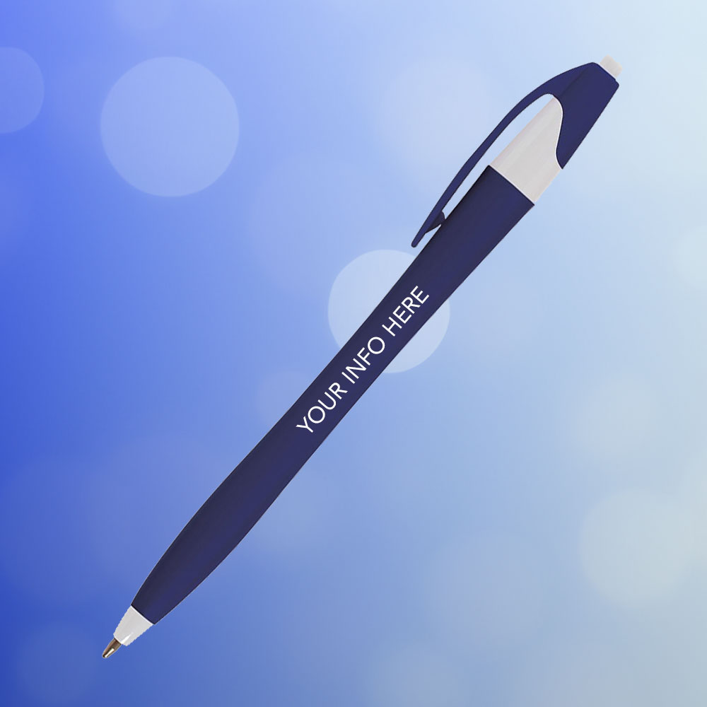 blue curve pen with custom information